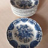 12 assiettes creuses anglaises Ridgway "Windsor" bleu