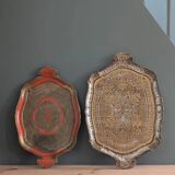 Plateau florentin doré et blanc – 49 x 33 cm