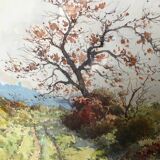 Painting Watercolor Paul Monnier (1907-1982) Landscape View of Talant