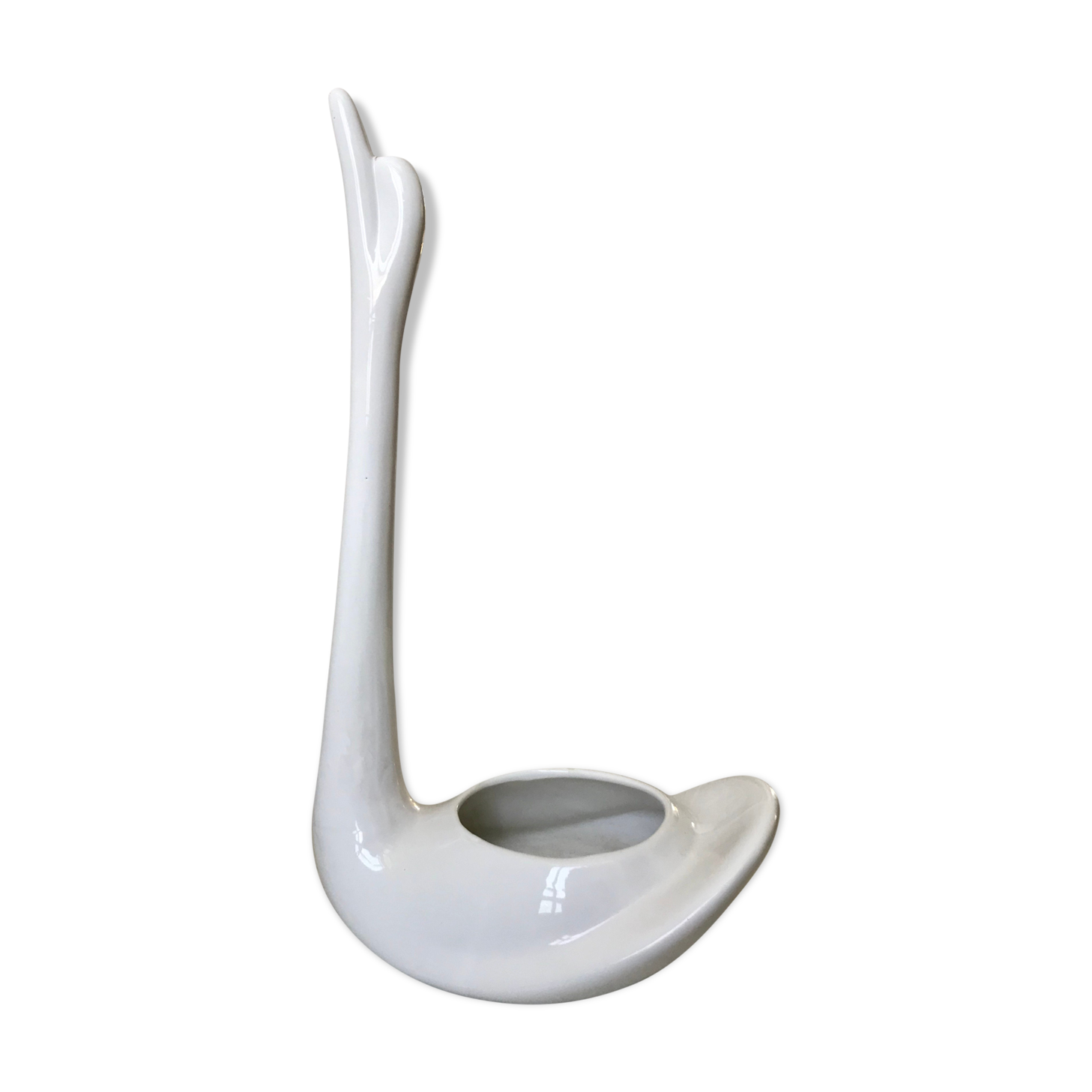 White swan pot cover in ceramic design 50s