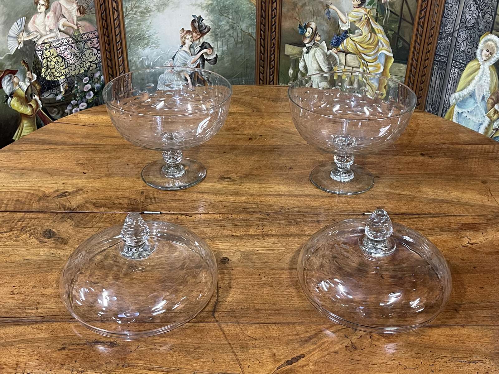 Pair of large blown glass drapes of the nineteenth century