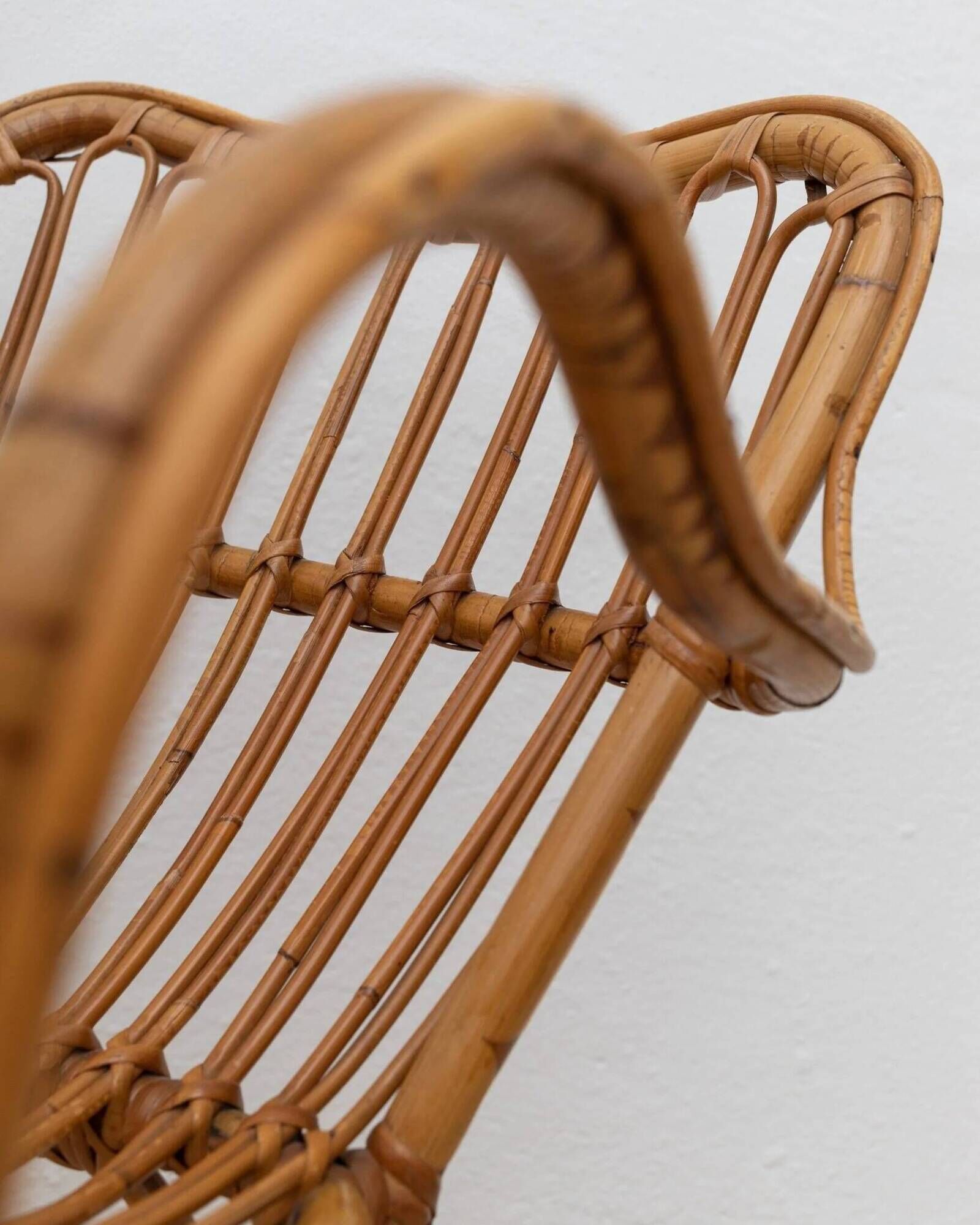 Vintage bamboo and rattan armchair, Florida style, Italy, 1970s.