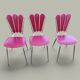 Set of 3 red flower petal chairs - vintage in faux leather - 1960s/70s