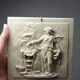 Small limestone bas-relief of petrifying fountains, antique scene, vintage