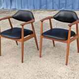 Pair of vintage Scandinavian teak chairs/armchairs - Kai Kristiansen style