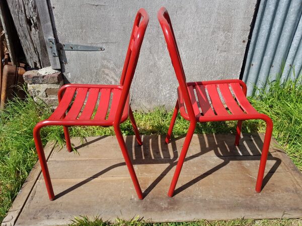 Lot 4 chaises Tolix T2 & table blanche vintage