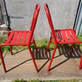 Set of 4 Tolix T2 chairs & vintage white table