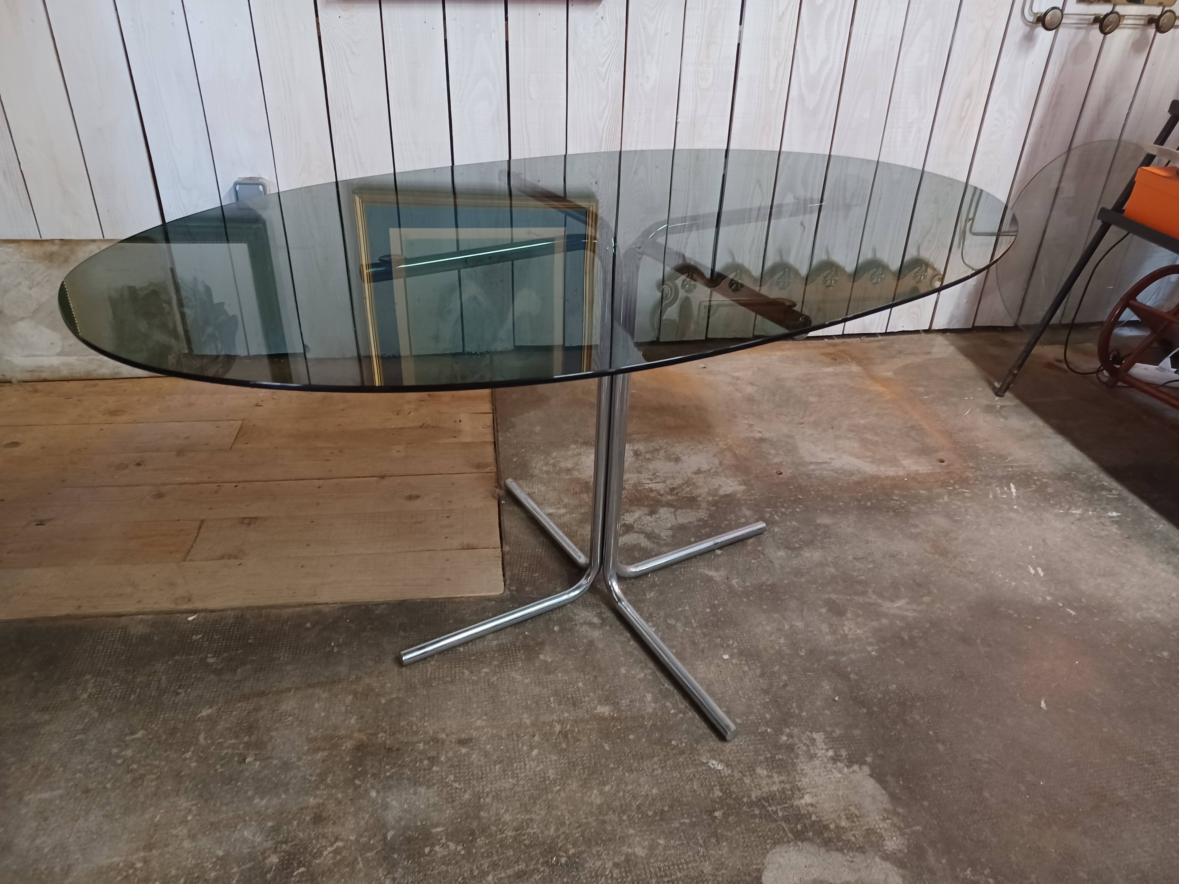70's smoked glass table