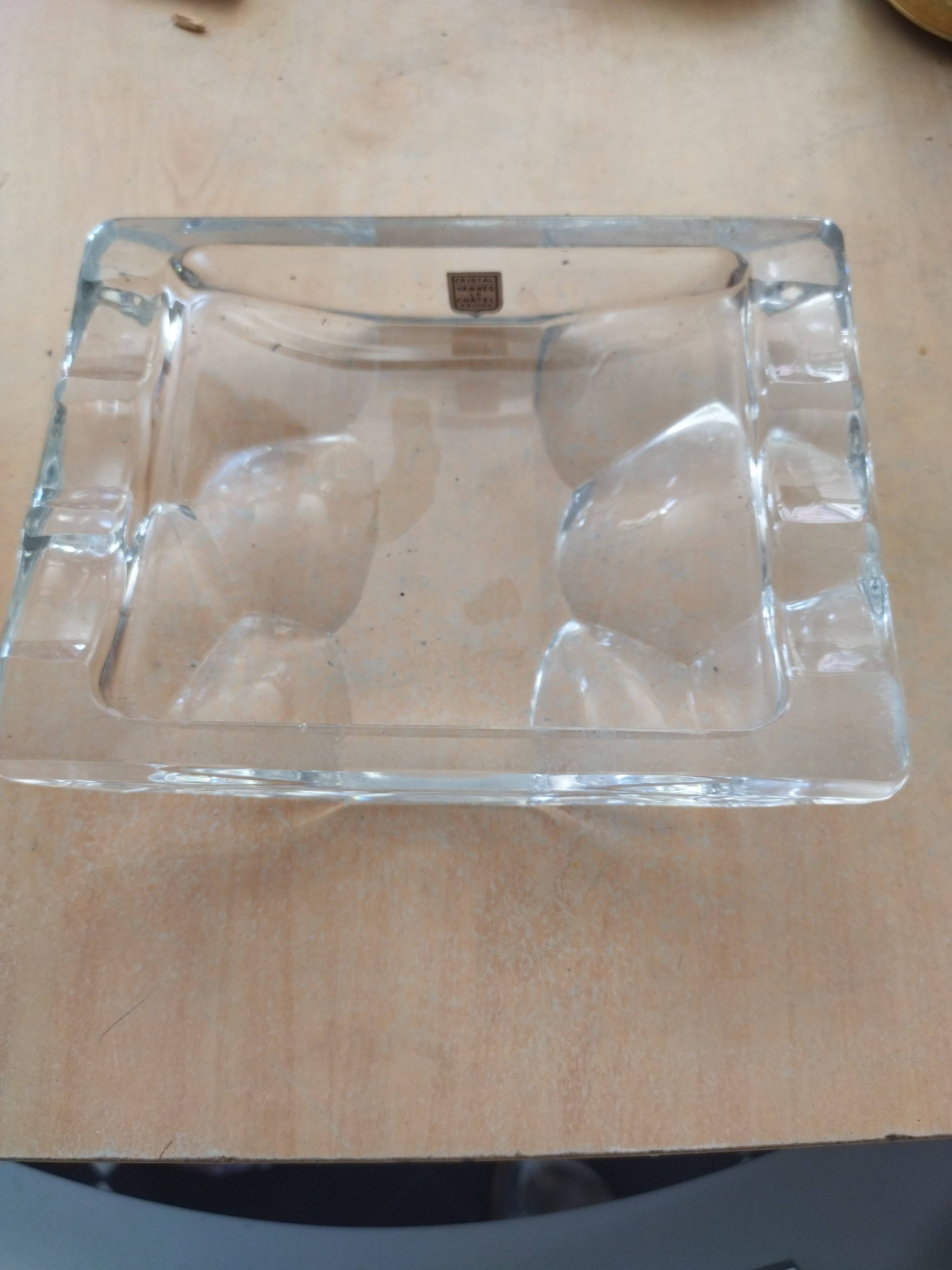 Vintage restangular crystal ashtray Vannes Le Chatel