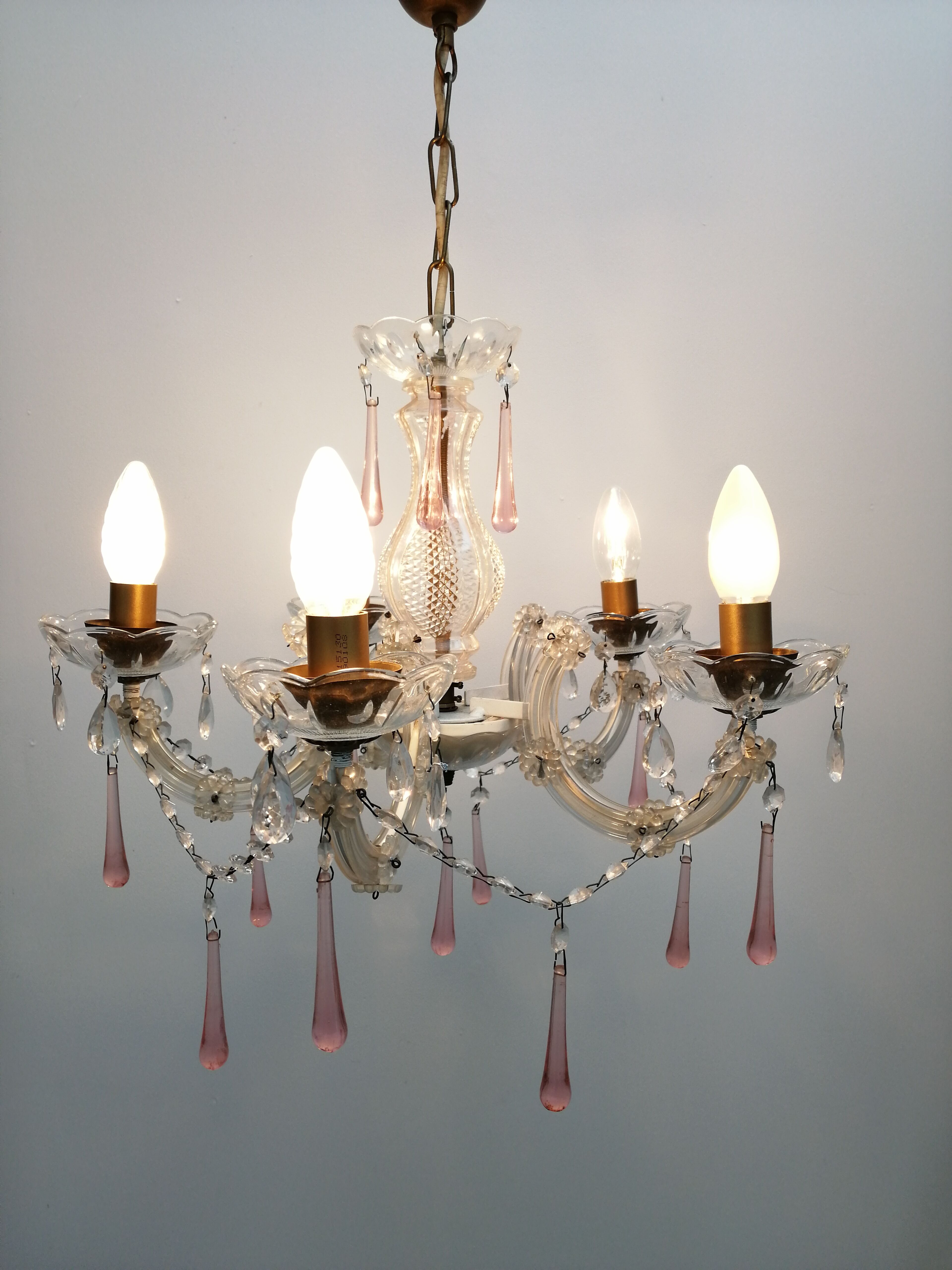 Pink stamps chandelier