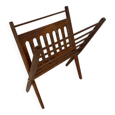 Porte-revues pliant scandinave en bois par Cees Braakman pour Pastoe, années 60
