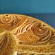 Assiette à huîtres vintage française en ambre, en majolique, décorée de poissons