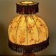 Lampe en bois vintage français tourné avec abat-jour à franges en tissu floral 3176