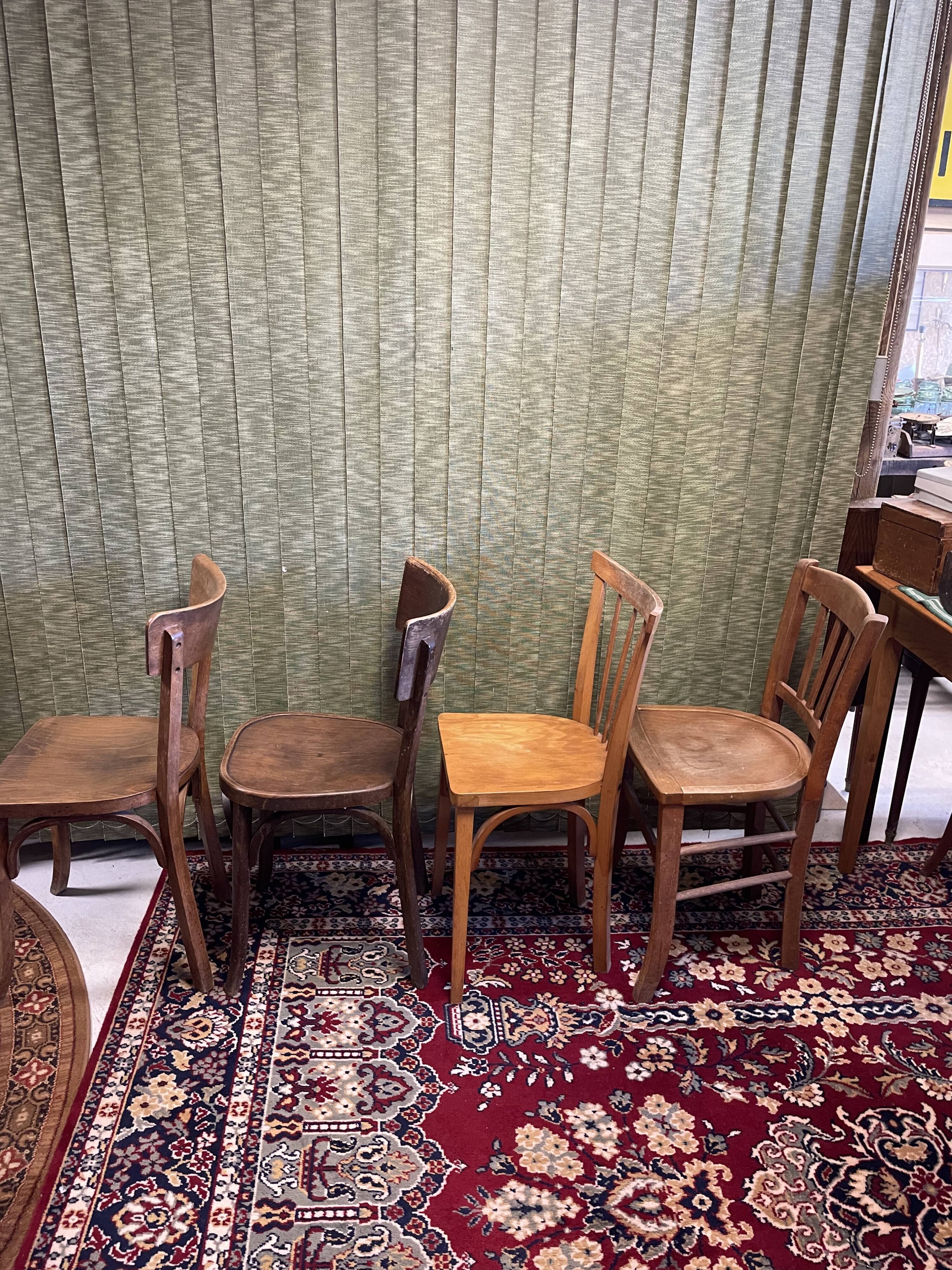 Set 4 vintage mismatched bistro chairs 50