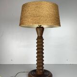 French modernist wood turned table lamp in the style of Charles Dudouyt, 1940s
