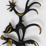 Walter Bosse brass keychains of a donkey, dog, cat, and rooster, Herta Baller, Austria