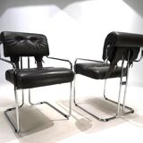 Mariani Tucroma set of two leather dining chairs by Guido Faleschini, 1970