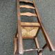 4 dining chairs, solid wood, straw, farmhouse style, dark oak, 20th century, 110cm