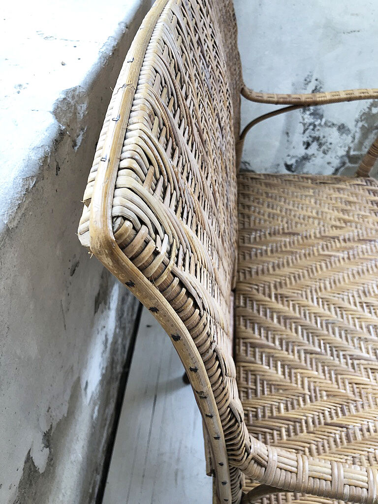 Old wicker and rattan bench