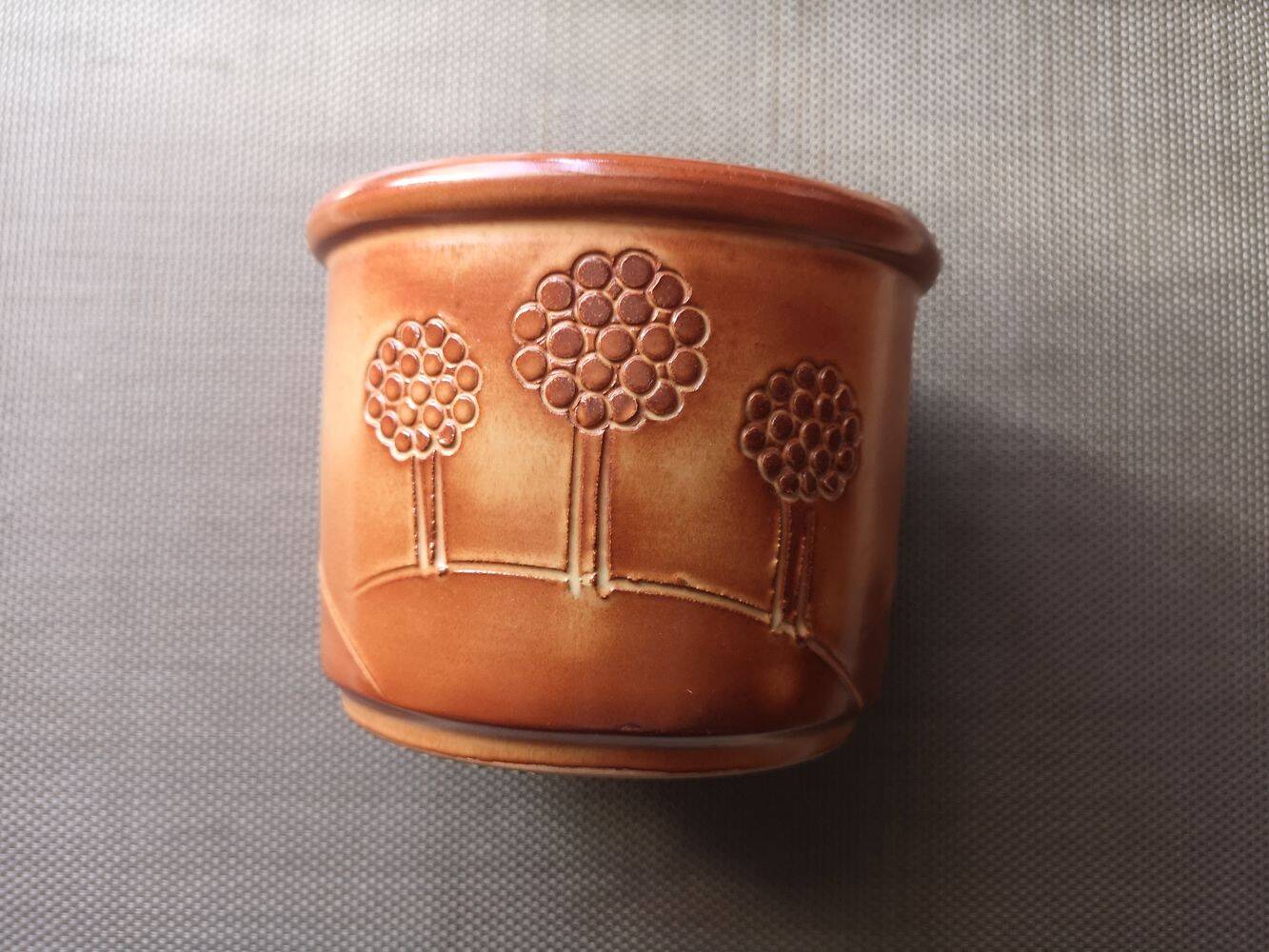 Glazed terracotta pot cover - Naive art - Dated 1953