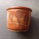 Cache pot en terre cuite émaillée - Art naïf - Daté de 1953