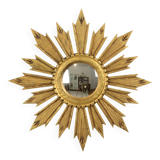 Vintage Wooden Sunburst Sun Mirror Convex France 51cm