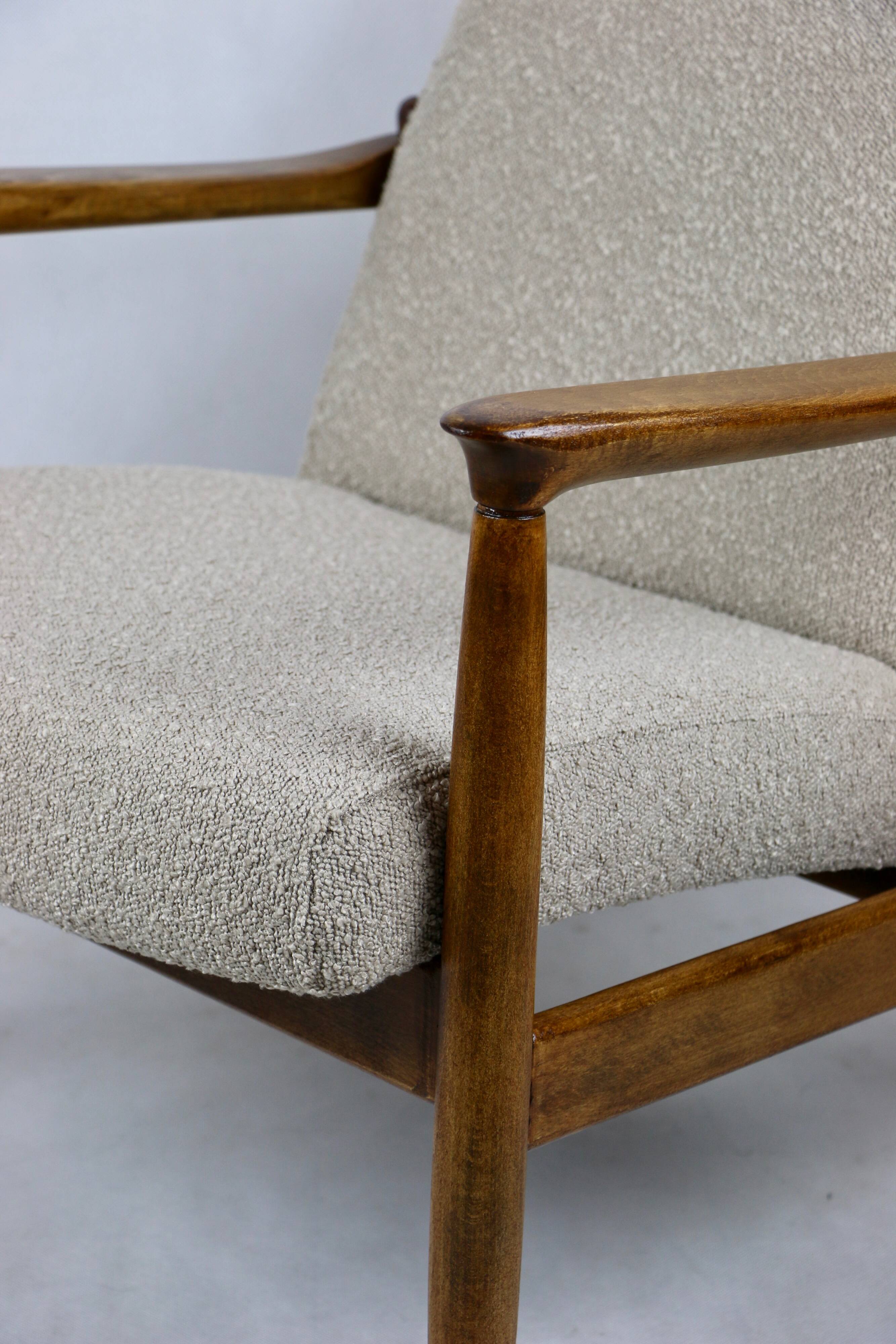 Beige Boucle armchair GFM-64 attributed to Edmund Homa, 1970s