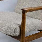 Beige Boucle armchair GFM-64 attributed to Edmund Homa, 1970s
