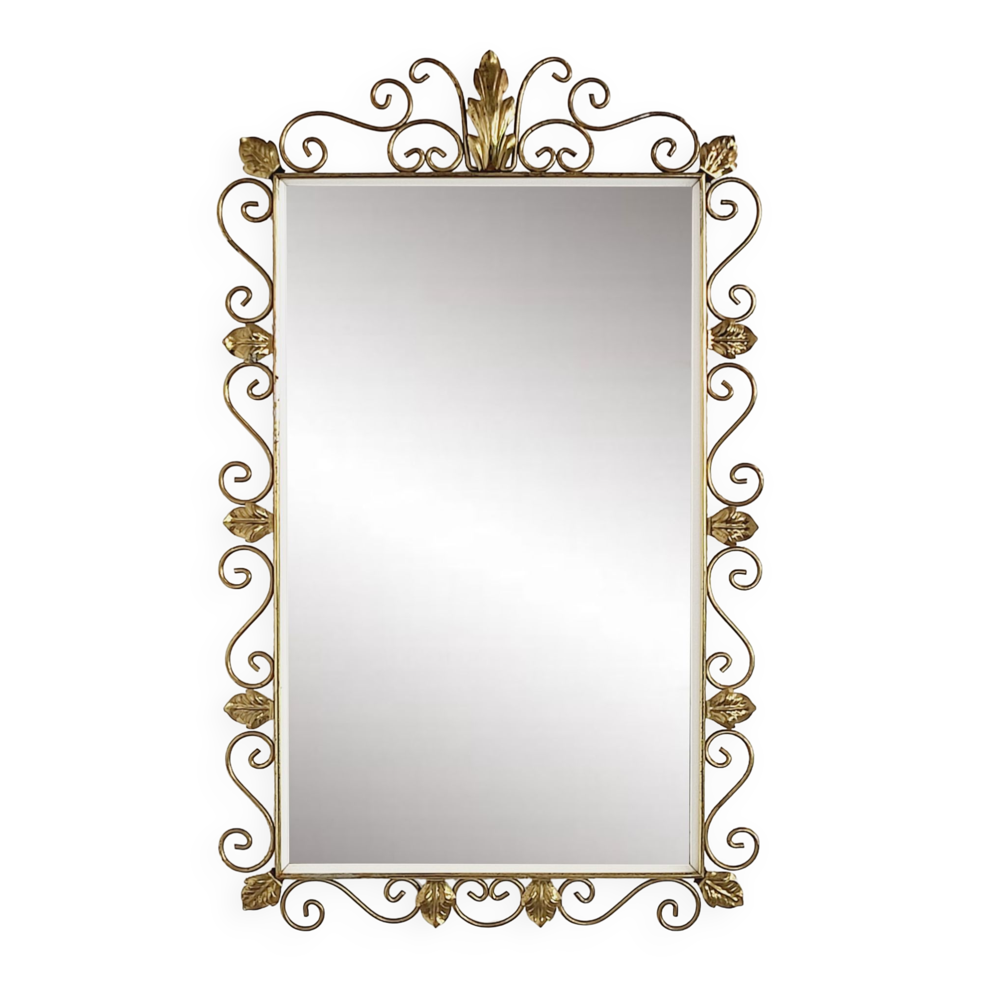 Rectangular mirror 50s - 60s on brass frame