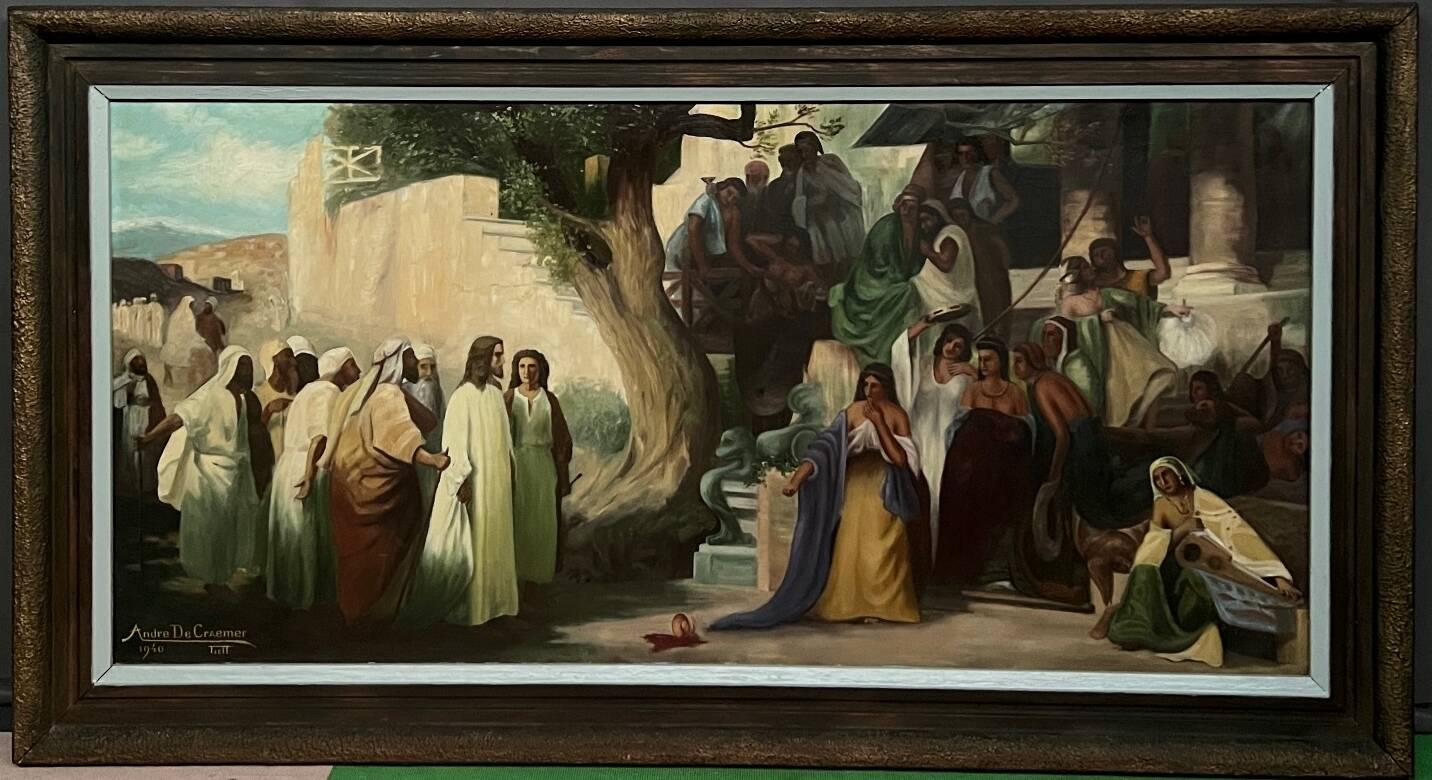 A. De Cramer. Large painting. "Biblical scene"
