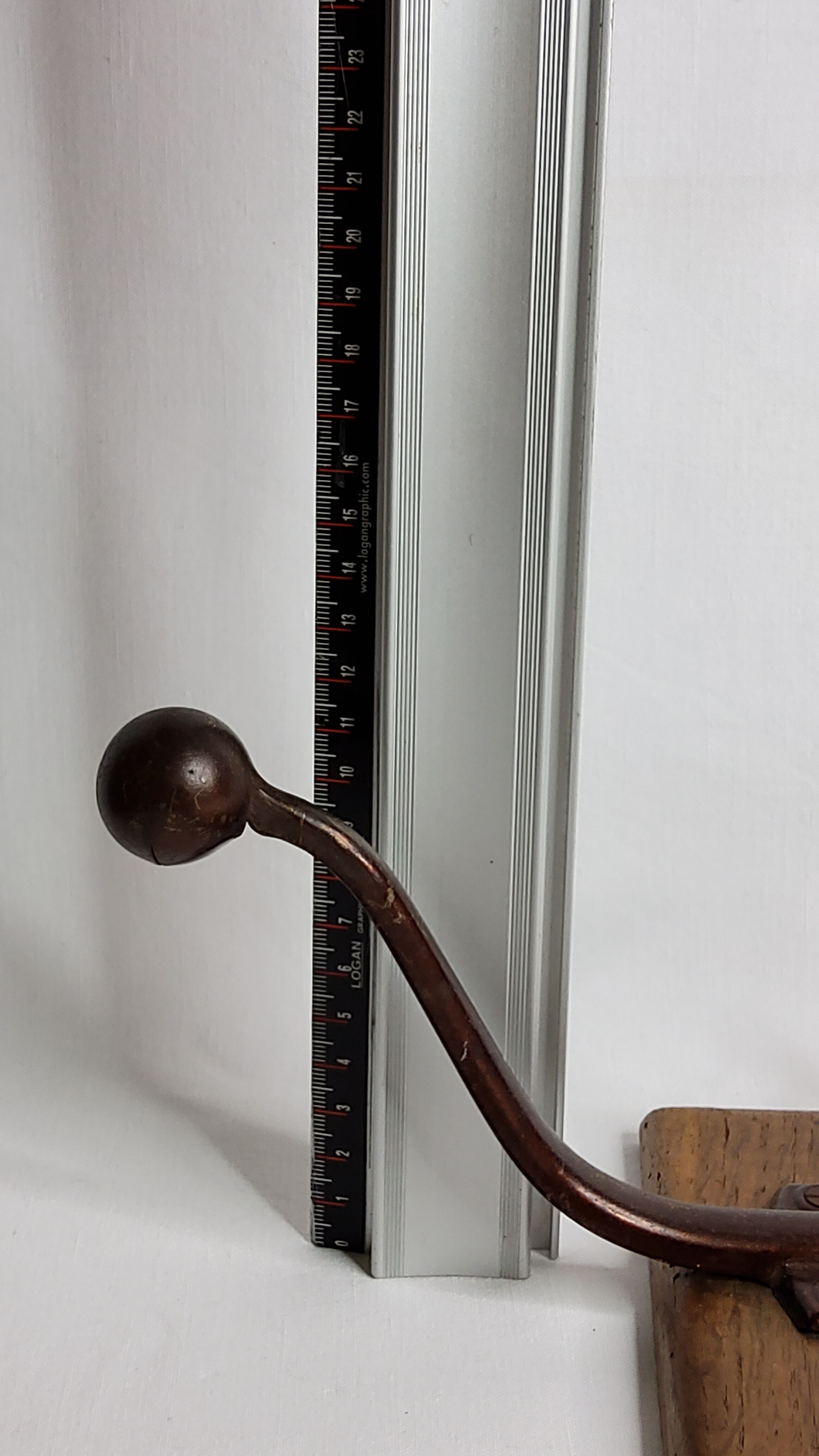 School wall coat rack, antique, 2 hooks, 50 cm