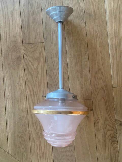 Pink glass pendant light