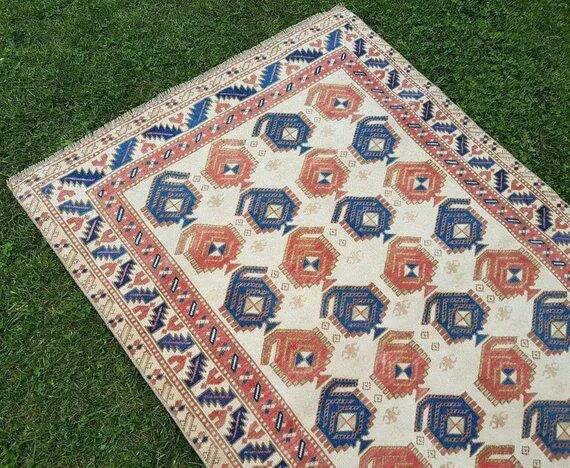Vintage Turkish handmade rug 110x177 cm