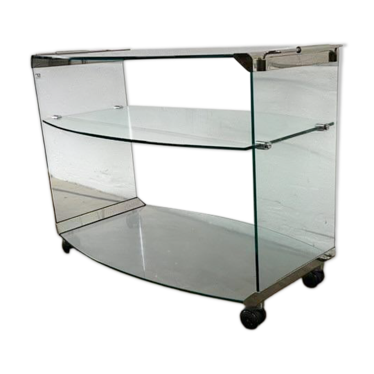 Bar cart/vintage cart in curved glass by Gallotti & Radice