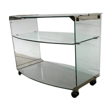Bar cart/vintage cart in curved glass by Gallotti & Radice