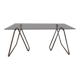 Smoked glass desk on tubular chrome trestles, 1970s design.
