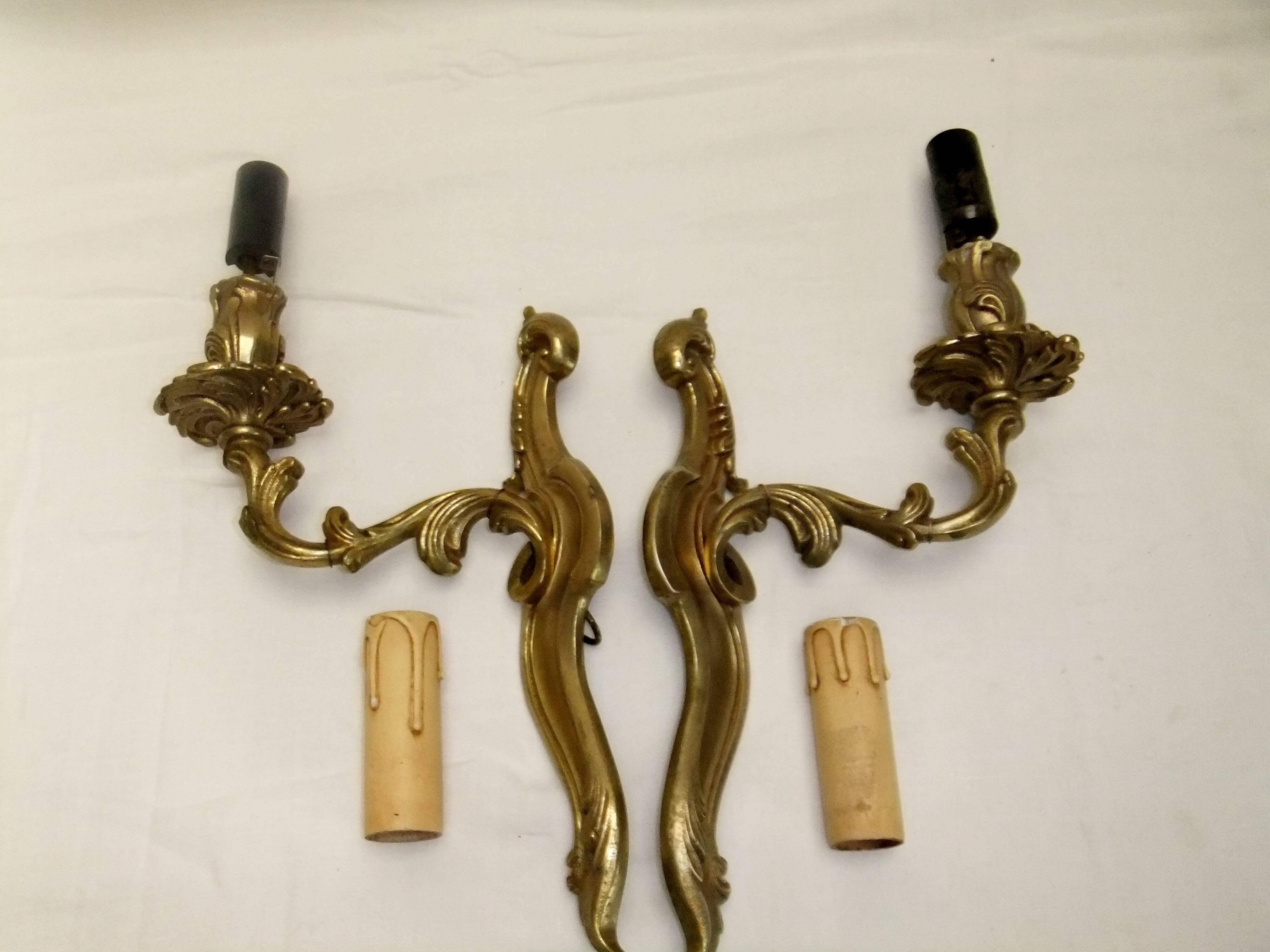 Wall light pair solid bronze Registered Model candle holder