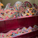 Folk painted wooden wall shelf