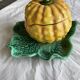 Antique majolica pumpkin jam jar