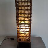 Vintage wicker lamp and exotic wood
