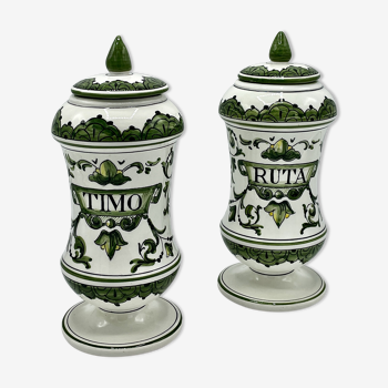 Pair of ceramic pharmacy jars, Italy 1950's