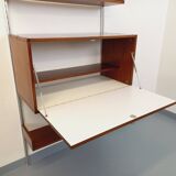 Wall shelf library with vintage ARP Minvielle secretary bar