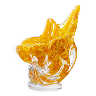 Hand-Shaped Orange Glass Vase, 1970s