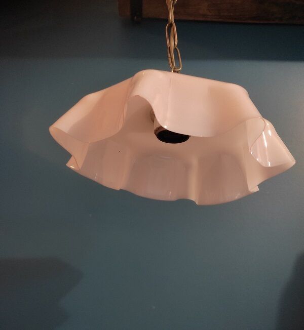 Suspension lampshade corole glass Rose lace