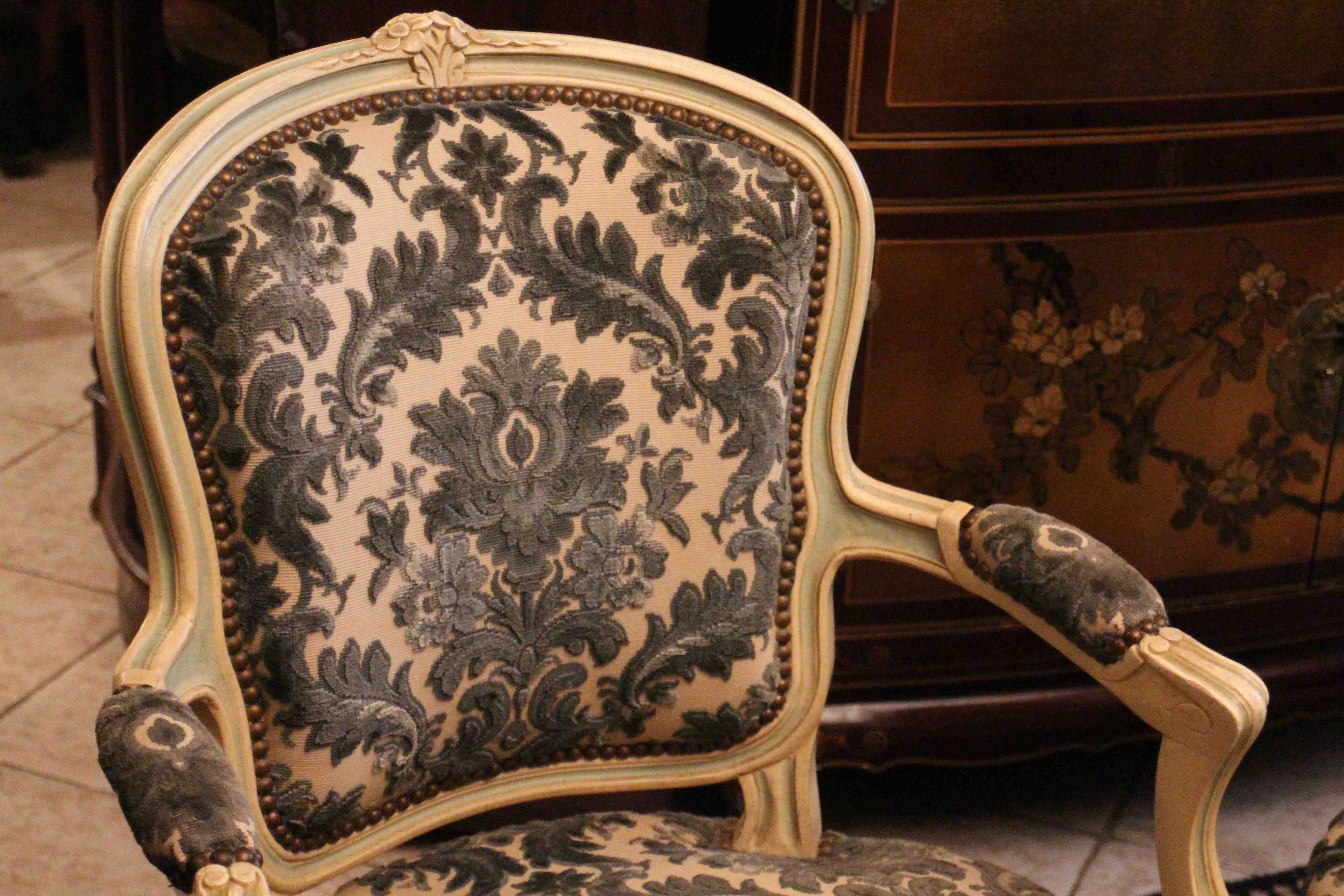 Pair of Louis XV-style convertible armchairs