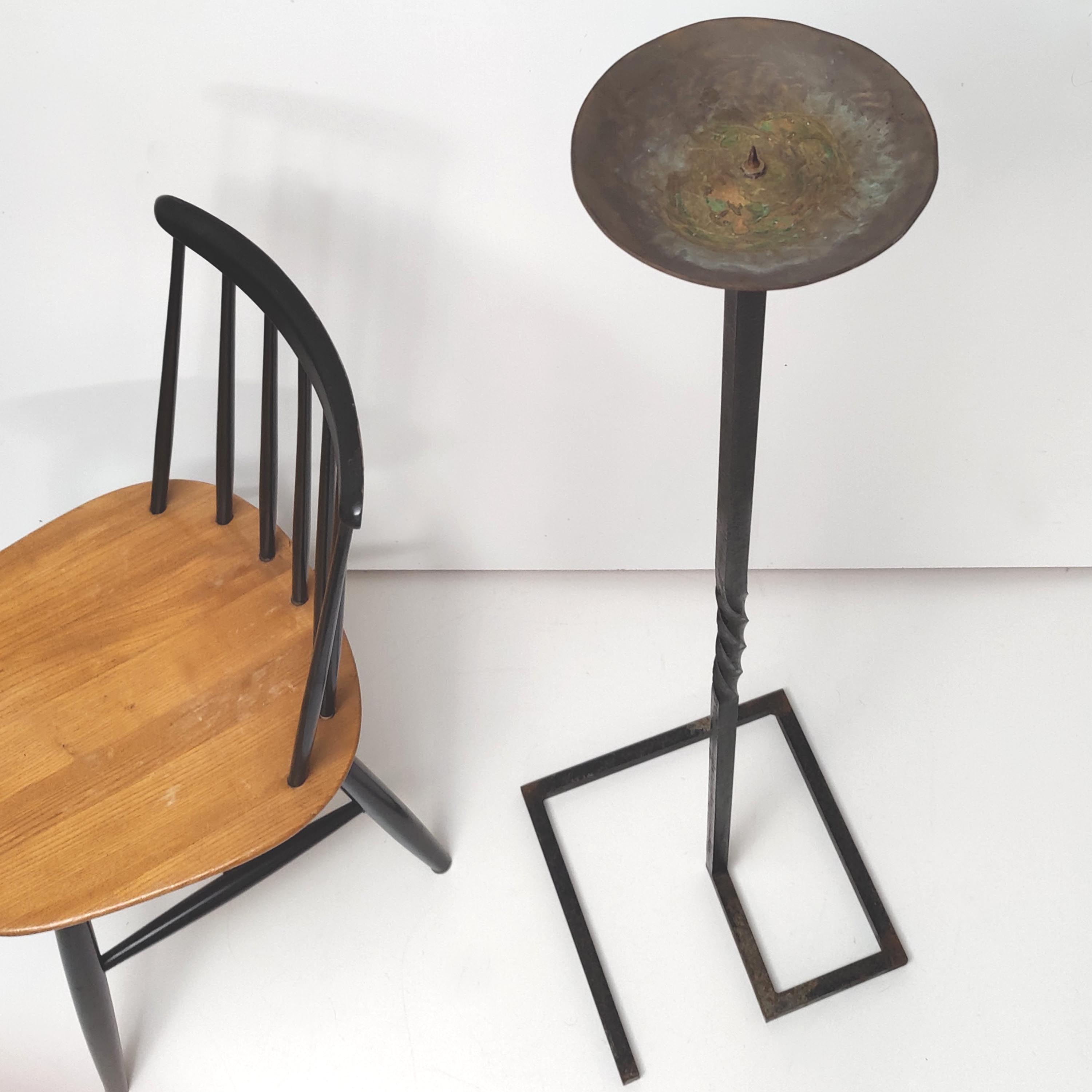 Candlestick pique candle 1950 metal and brass height 124cm