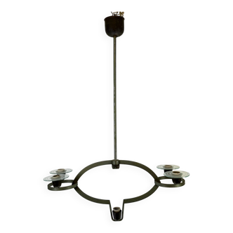 Pietro Chiesa, Art Deco chandelier in solid lacquered brass and glass. Italy 1930s