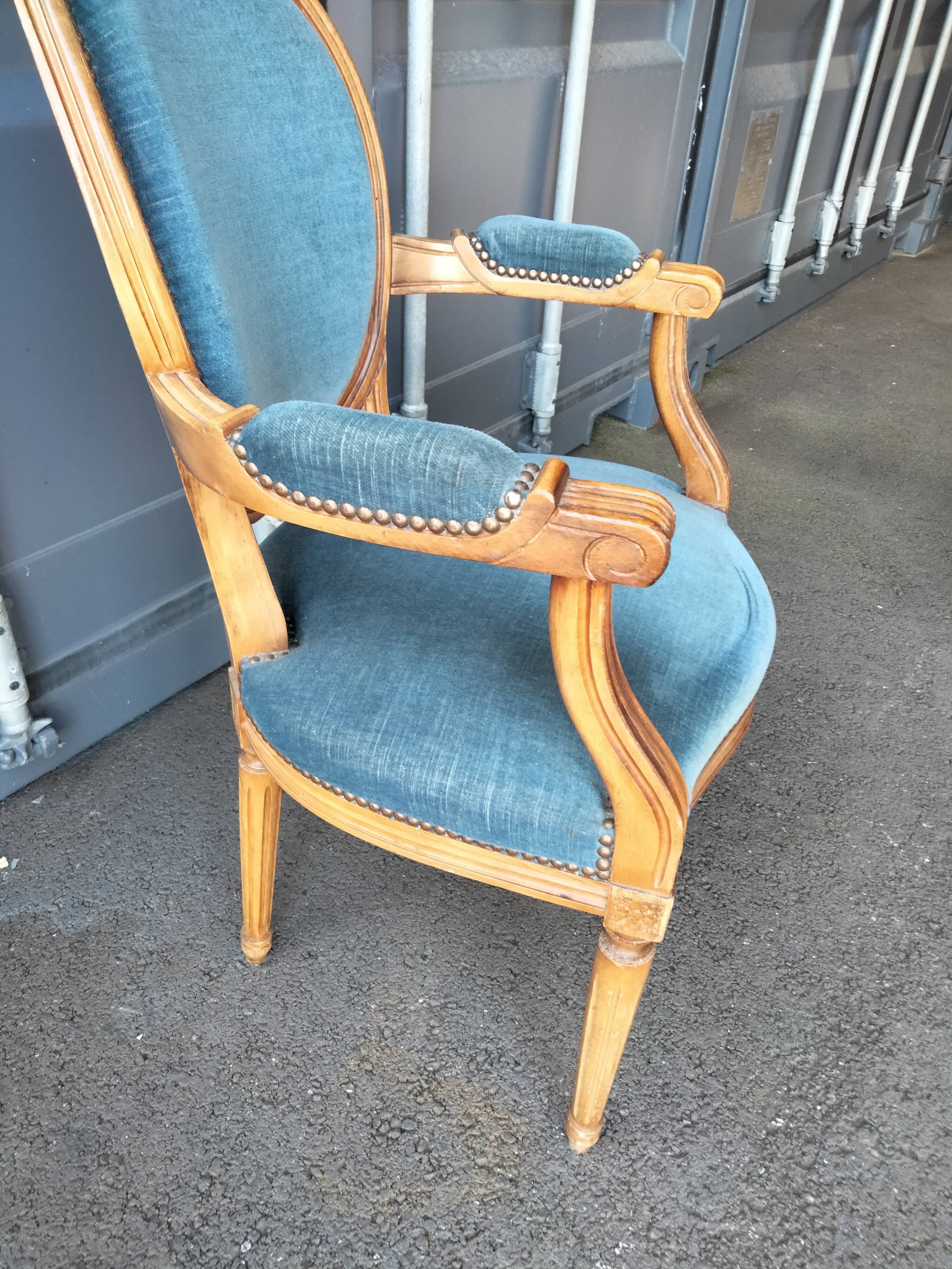 Pair of armchairs old medallion style louis xvi