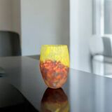Art déco, vase en verre marmoréen muller frères vers 1930