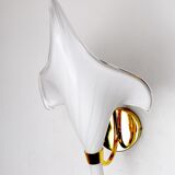 White fleur-de-lys wall lamp, murano glass, Italy, 1970